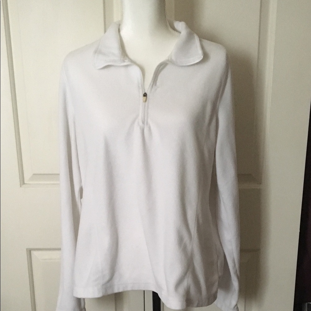 Danskin White Zipper Fleece Style Shirt Size XL